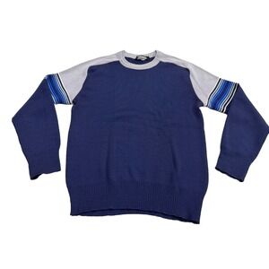 VTG Meister Ski Sweater Men Large Navy‎ Stripe Wool Hong Kong 3h